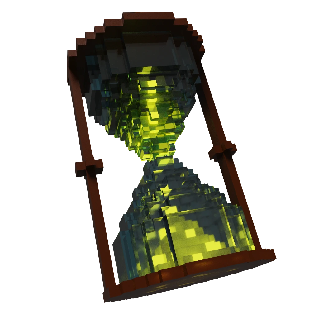 Pixelated glowing hourglass