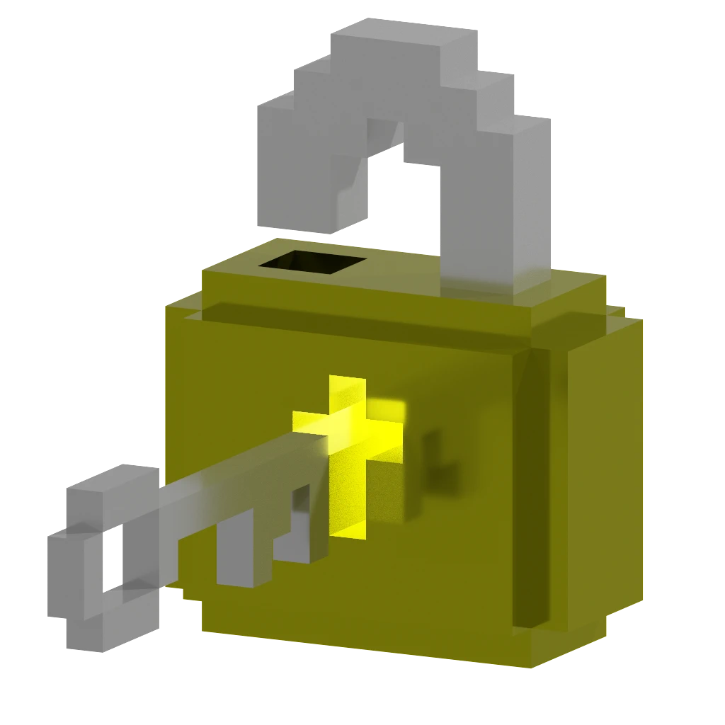 Pixelated lock and key